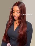 Straight Layered Cut Glueless Reddish Brown 5*7 Lace Wig Ready To Go - Image 3