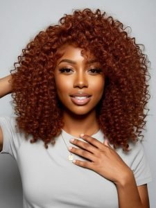 Copper Color Wand Curl 13x4 Lace Frontal Curly Human Hair Wig - Image 2