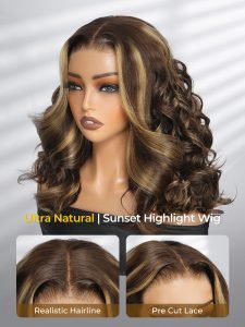 Double Drawn Dual Curl Blonde Highlight 5x7 Lace Front Wig 250 Density - Image 4