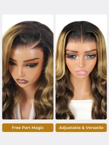 Brown Highlight Side Bang Body Wave 6x8 Lace Front Wig Glueless - Image 4
