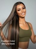 M Shaped Hairline Straight HD Lace Wig With Highlights 250 Density - Image 2