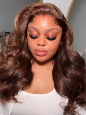 M Hairline Side Part #4 Dark Brown Body Wave Lace Front Wigs 250% Density