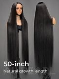Super Long Wig 50 Inches 300% Density Straight 13x6 HD Lace Frontal Human Hair Wigs - Image 2