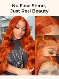 Ginger Orange Body Wave Glueless Transparent Lace Wigs With Pre Plucked Hairline - Image 5
