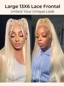#613 Blonde 13*6 Lace Front Wig Pre-plucked Blonde Human Hair Wigs - Image 7