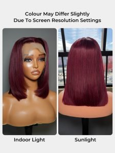 Alipearl Hair Burgundy 99J Straight Short Bob Lace Front Wigs For Black Women - Image 6