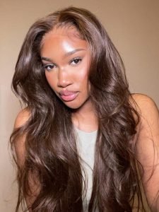 Chocolate Brown 5x5 HD Lace Closure Wigs Human Hair Colored Wigs - Image 7