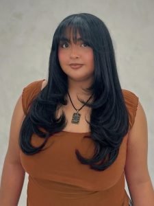 Glueless Blunt Cut Ombre Brown Bob Wig with Fringe Bangs - Image 12