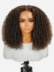 Ready To Go Wigs - Brown Hair Wigs Curly Human Hair Pre-Cut Invisible Lace Wig - Image 5