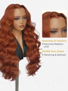 Glueless M Hairline Body Wave 13x6 Lace Front Wig In Copper & Chocolate Brown - Image 7
