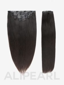 Alipearl Seamless Clip In Human Hair Extensions Natural Black Color Human Hair Pieces - Image 11