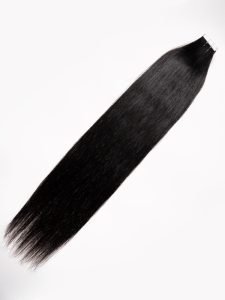 Natural Black #1B Tape-In Hair Extensions PU Human Hair For Full Head - Image 7