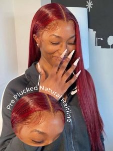 99J Hair Color LY Super Thin Transparent Lace Front Wig Burgundy Wig Colored Human Hair Wigs - Image 7