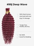 Deep Wave #99J Color Hair Bulk For Braiding Human Hair 100g - Image 2