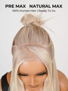 Pre-Styled P18/613 Warm Platinum Blonde Highlights Wig Glueless Straight 13x4 Partingmax Front Wig - Image 6