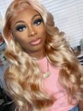 Champagne Blonde Hair Body Wave Glueless Closure Wig Pre-Cut Lace - Image 7