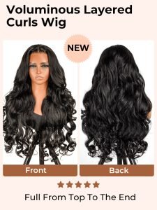 Layered Cut Voluminous Ocean Wave Curtain Bangs Wig 100% Glueless - Image 4