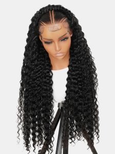 Halo Braid Glueless Deep Wave 13*6 Lace Front Wigs Pre-Cut With Natural Hairline - Image 3