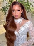 M Hairline Side Part #4 Dark Brown Body Wave Lace Front Wigs 250% Density - Image 3