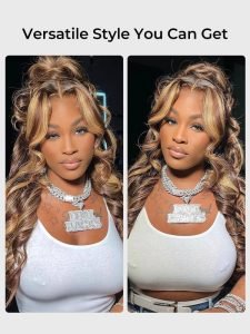 Blonde Highlight Body Wave 360 Glueless Lace Frontal Wig 250 Density - Image 5