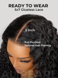 250% Density Burmese Curly 5x7 Pre Cut Lace Front Wig With Drawstring - Image 5