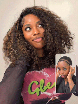 Blonde Highlighted Glueless Water Wave 3 In 1 Half Wig Human Hair