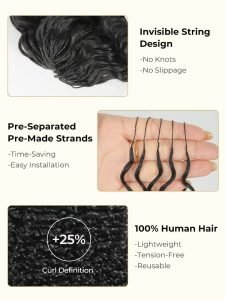Miracle Knots Curly Crochet Human Hair Extensions 100g Pack Knotless - Image 3