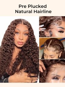 Deep Wave Curly Hair #4 Dark Brown Wig Super Thin Transparent Lace Front Wig - Image 4