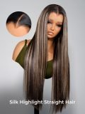 M Shaped Hairline Straight HD Lace Wig With Highlights 250 Density - Image 4