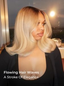 90's Flip Bob Blonde Ombre Body Wave Shoulder Length 5*7 Lace Front Wig - Image 7