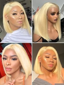 613 Color Blonde Hair Short Bob Wigs Human Hair Wigs Short Lace Wigs - Image 4