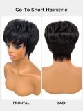Pixie Cut Glueless Short Straight Wig With Bang 13*4 Lace Ready To Go - Image 5
