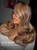 Layered Brown Balayage Body Wave 13X4 Lace Ready To Go Wig Side Bang - Image 5