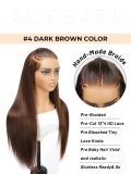 [Ship In 24H] 250 Density Brown Highlight Braided Straight 13x4 Glueless Lace Wig With Baby Hair - Image 2