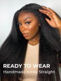Handmade Kinky Straight Ready And Go Glueless 4*7 Human Hair Lace Wigs - Image 5