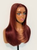 Straight Layered Cut Glueless Reddish Brown 5*7 Lace Wig Ready To Go - Image 5