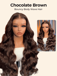 #4 Brown Color Body Wave 8*6 Lace Closure Glueless Wig With Drawstring - Image 9