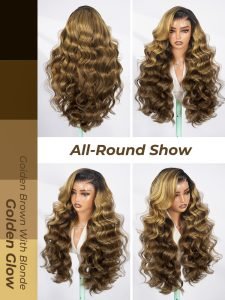 Brown Highlight Side Bang Body Wave 6x8 Lace Front Wig Glueless - Image 5