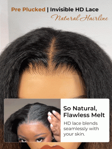 Long Brown Ombre Kinky Straight HD Lace Frontal Wig 250 Density Wig - Image 9