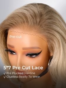 Glueless Layered Cut Ombre Blonde 5*7 Ready To Go Wig Human Hair Short Bob - Image 4