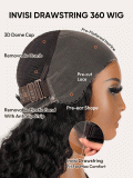 Messy Bun Water Wave 360 HD Lace Glueless Wig With Drawstring - Image 9