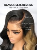 Side Part Blonde Highlight Body Wave 13x6 HD Lace Front Wig Skunk Stripe - Image 5