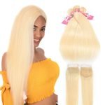 #613 Alipearl Hair 3 Bundles with Lace Closure Brazilian Straight Virgin Hair