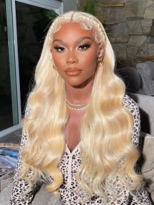 #613 Blonde Skin Like HD Lace Frontal Wig Body Wave Bleached Blonde Human Hair Wigs - Image 8