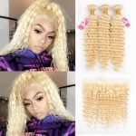 613 Bundles With 13x4 Frontal Deep Wave Blonde Weave Hair