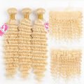 613 Bundles With 13x4 Frontal Deep Wave Blonde Weave Hair - Image 6