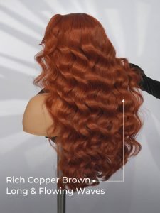 Glueless M Hairline Body Wave 13x6 Lace Front Wig In Copper & Chocolate Brown - Image 2