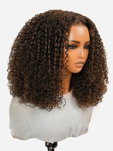 Ready To Go Wigs - Brown Hair Wigs Curly Human Hair Pre-Cut Invisible Lace Wig - Image 6