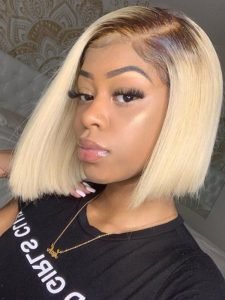 #4/613 Blonde Bob Wigs with Dark Brown Roots Ombre Lace Closure Bob Wigs - Image 6