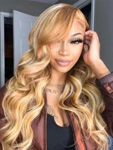 #P27/613 Brown to Blonde Ombre Wigs Body Wave 13x4 Lace Frontal Wig for Sale - Image 5